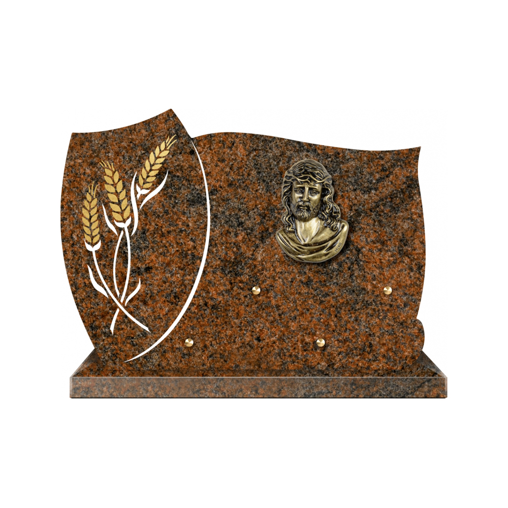Plaque funéraire Forme 1 Granit Sablée Or et Blanc - 35x25 – Plaques Funéraires Créations® – vue complémentaire