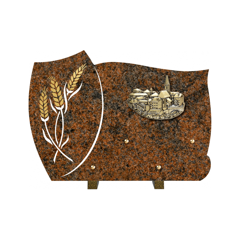Plaque funéraire Forme 1 Granit Sablée Or et Blanc - 35x25 – Plaques Funéraires Créations® – vue complémentaire