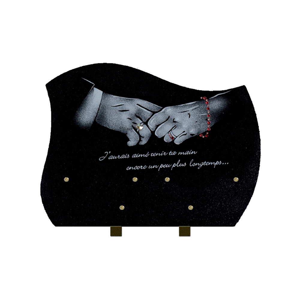 Plaque funéraire Forme Chants Polis, Lithogravure et Swarovski – Plaques Funéraires Créations® – vue complémentaire