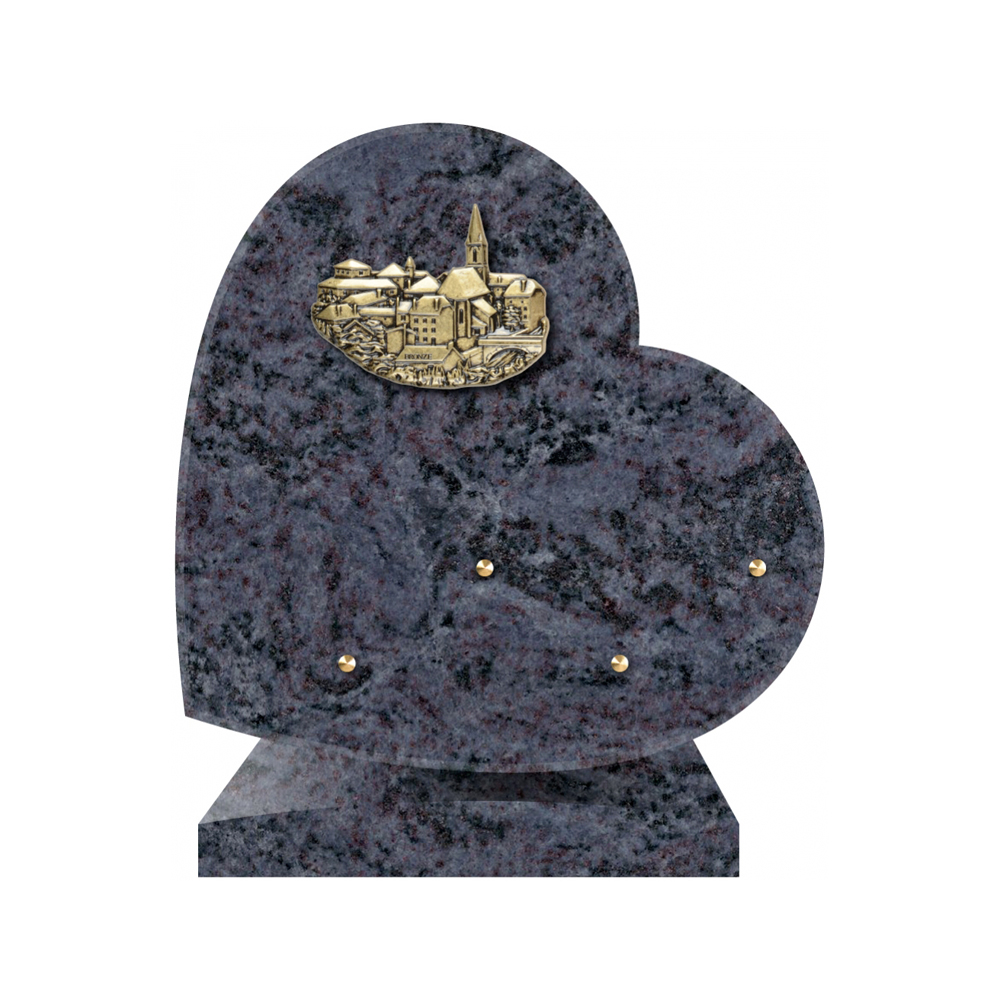 Plaque funéraire Coeurs Granit - 25x25 – Plaques Funéraires Créations® – vue complémentaire