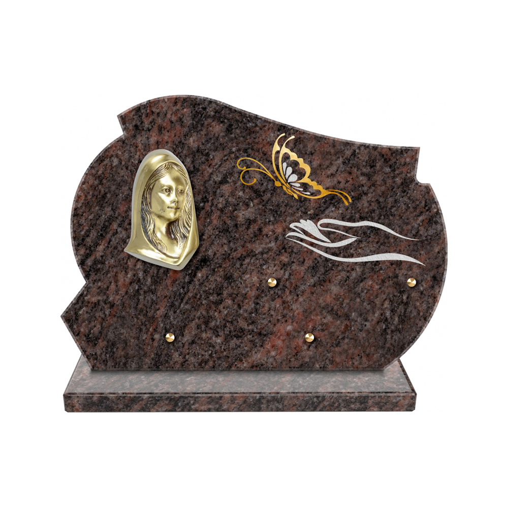 Plaque funéraire Forme 2 Granit Sablée Or et Blanc - 35x25 – Plaques Funéraires Créations® – vue complémentaire