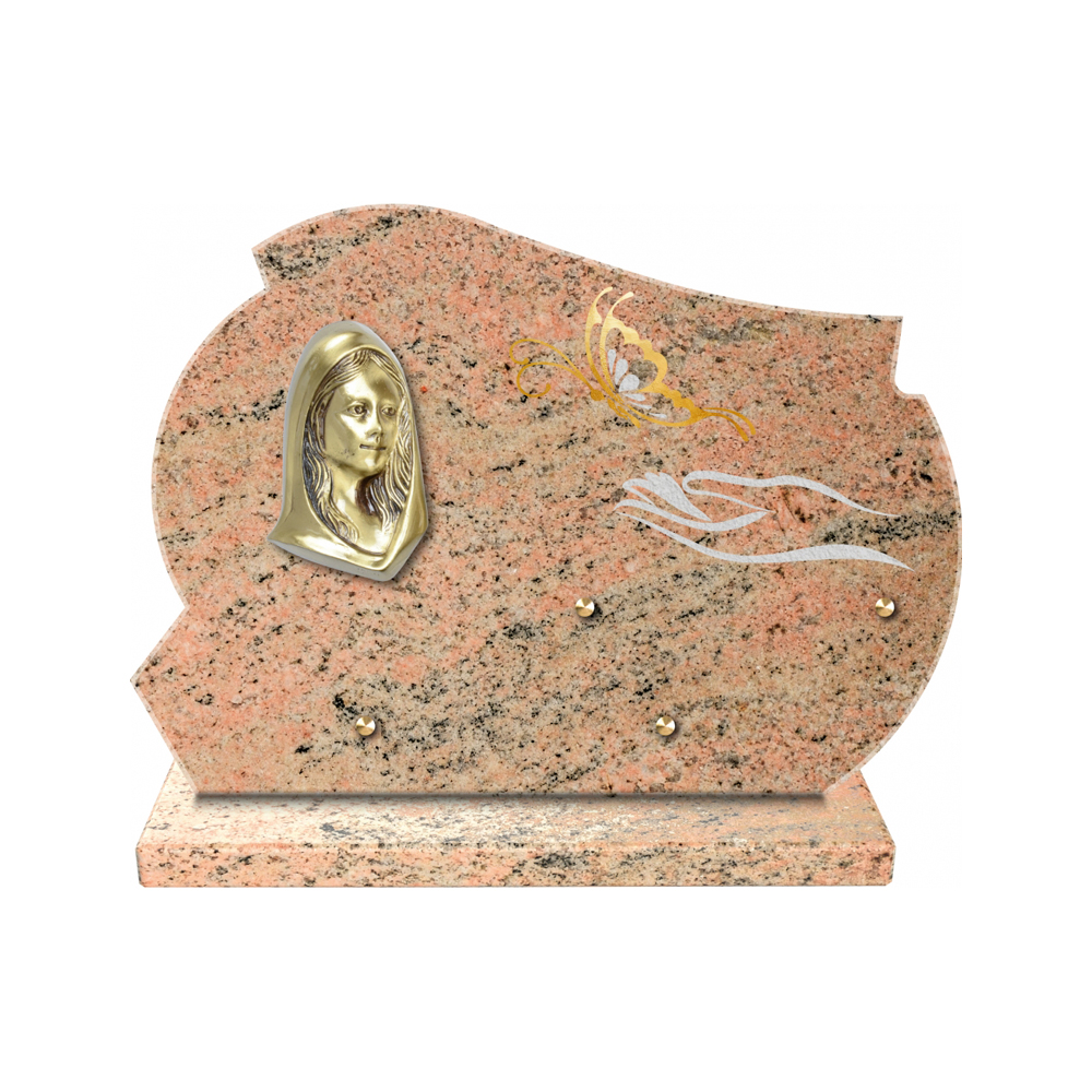 Plaque funéraire Forme 2 Granit Sablée Or et Blanc - 35x25 – Plaques Funéraires Créations® – vue complémentaire