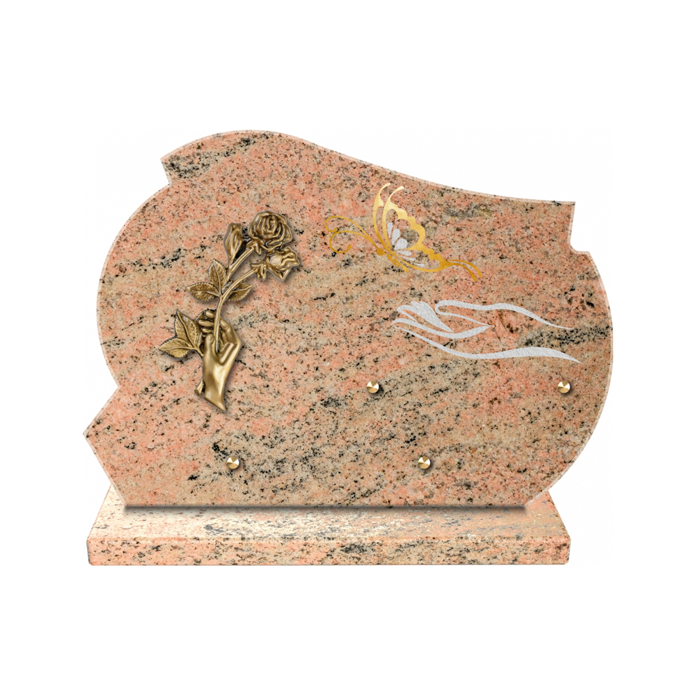 Plaque funéraire Forme 2 Granit Sablée Or et Blanc - 35x25 – Plaques Funéraires Créations® – vue complémentaire