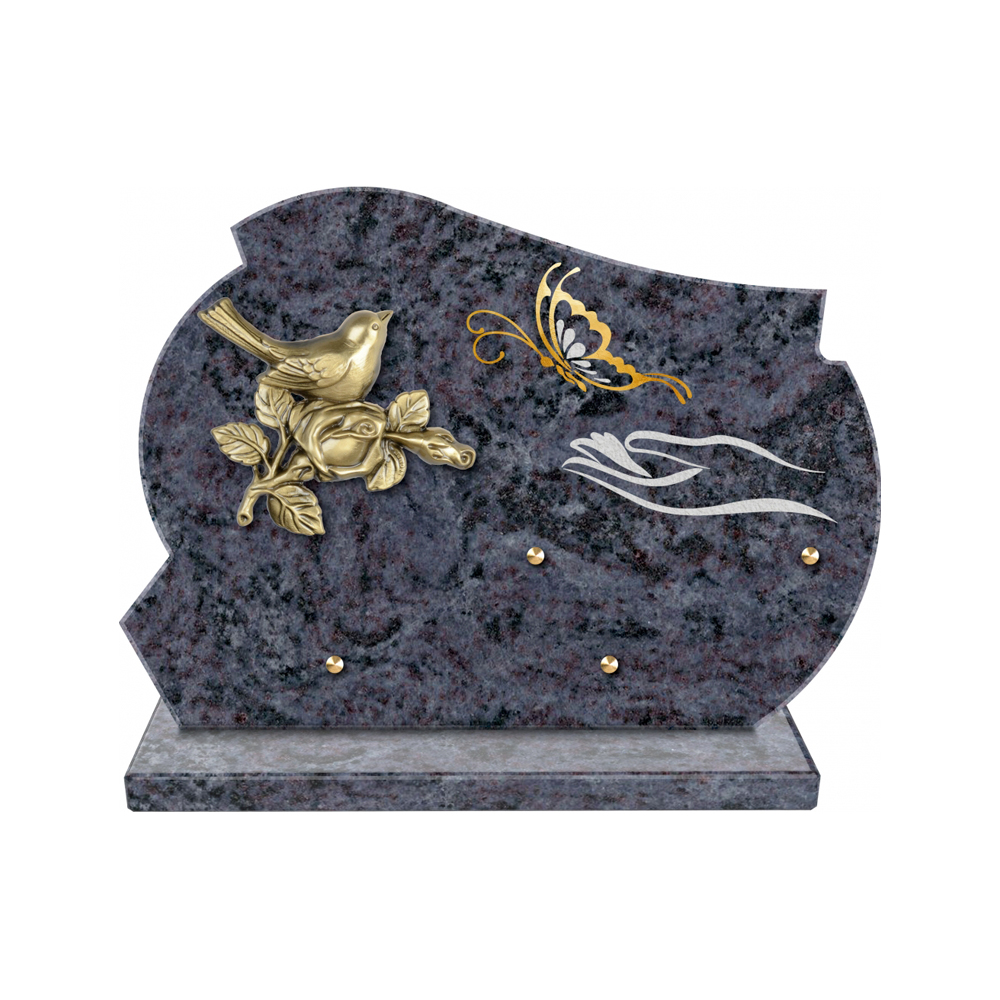Plaque funéraire Forme 2 Granit Sablée Or et Blanc - 35x25 – Plaques Funéraires Créations® – vue complémentaire