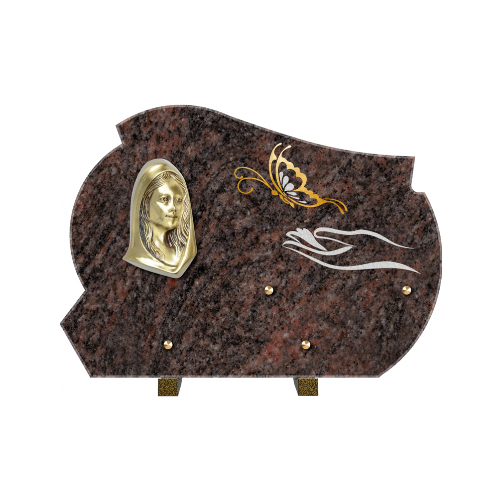 Plaque funéraire Forme 2 Granit Sablée Or et Blanc - 35x25 – Plaques Funéraires Créations® – vue complémentaire