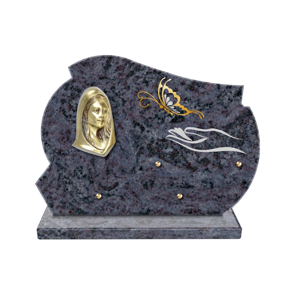 Plaque funéraire Forme 2 Granit Sablée Or et Blanc - 35x25 – Plaques Funéraires Créations® – vue complémentaire