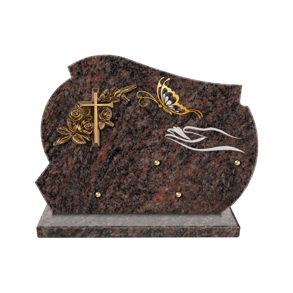 Plaque funéraire Forme 2 Granit Sablée Or et Blanc - 35x25 – Plaques Funéraires Créations® – vue complémentaire