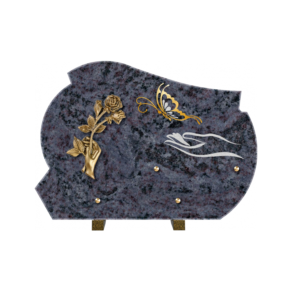 Plaque funéraire Forme 2 Granit Sablée Or et Blanc - 35x25 – Plaques Funéraires Créations® – vue complémentaire
