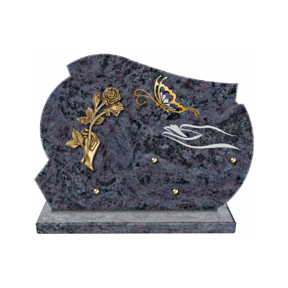 Plaque funéraire Forme 2 Granit Sablée Or et Blanc - 35x25 – Plaques Funéraires Créations® – vue complémentaire
