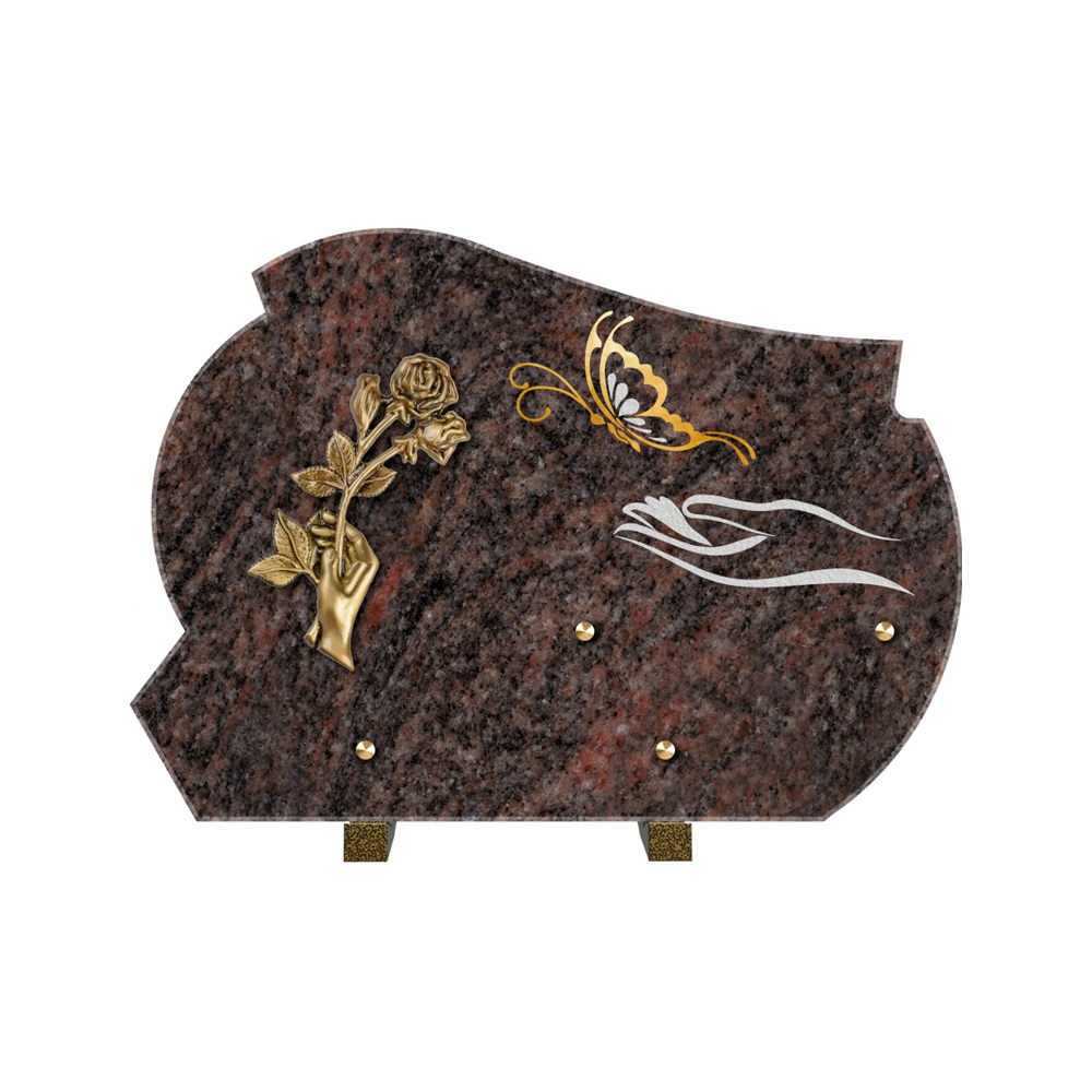 Plaque funéraire Forme 2 Granit Sablée Or et Blanc - 35x25 – Plaques Funéraires Créations® – vue complémentaire
