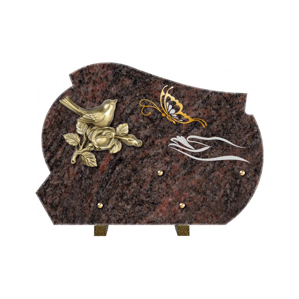 Plaque funéraire Forme 2 Granit Sablée Or et Blanc - 35x25 – Plaques Funéraires Créations® – vue complémentaire