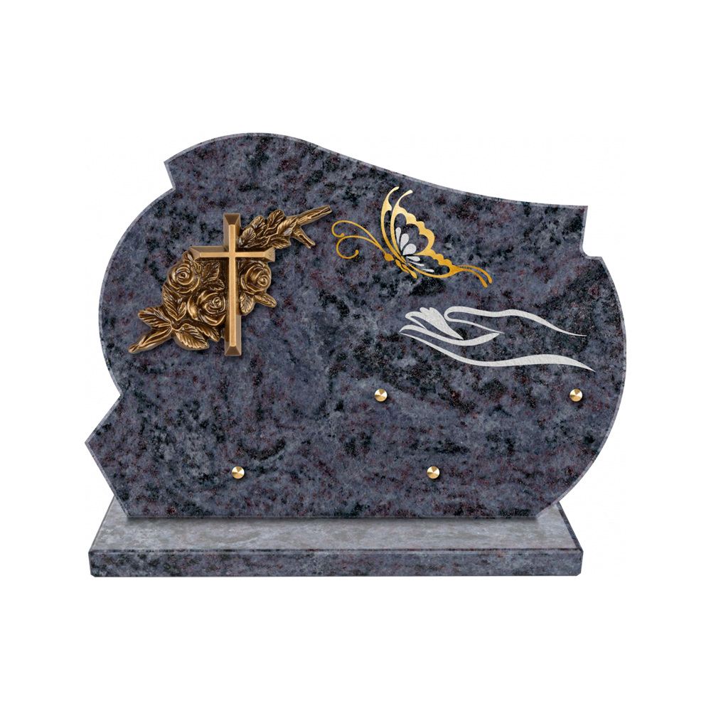 Plaque funéraire Forme 2 Granit Sablée Or et Blanc - 35x25 – Plaques Funéraires Créations®