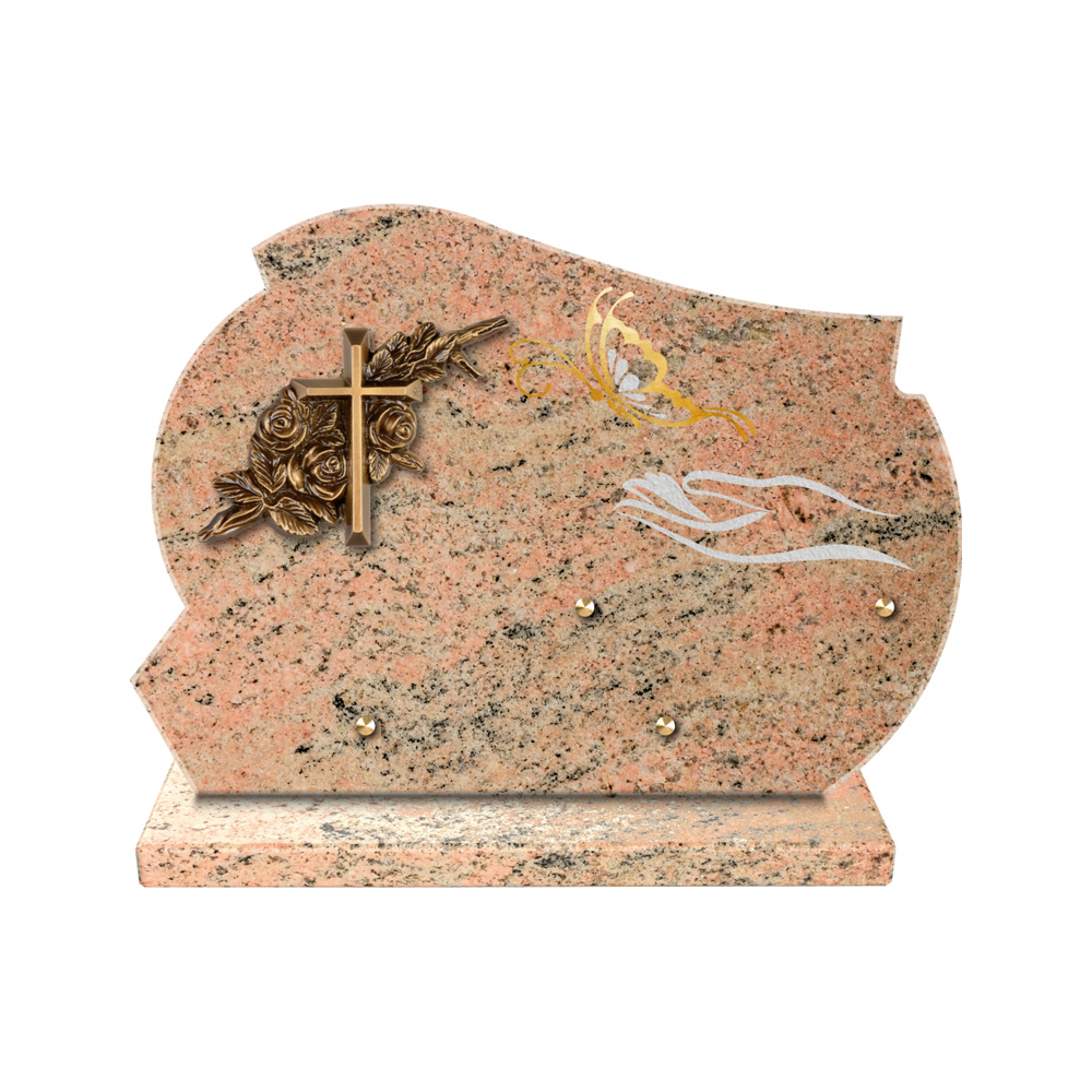 Plaque funéraire Forme 2 Granit Sablée Or et Blanc - 35x25 – Plaques Funéraires Créations® – vue complémentaire