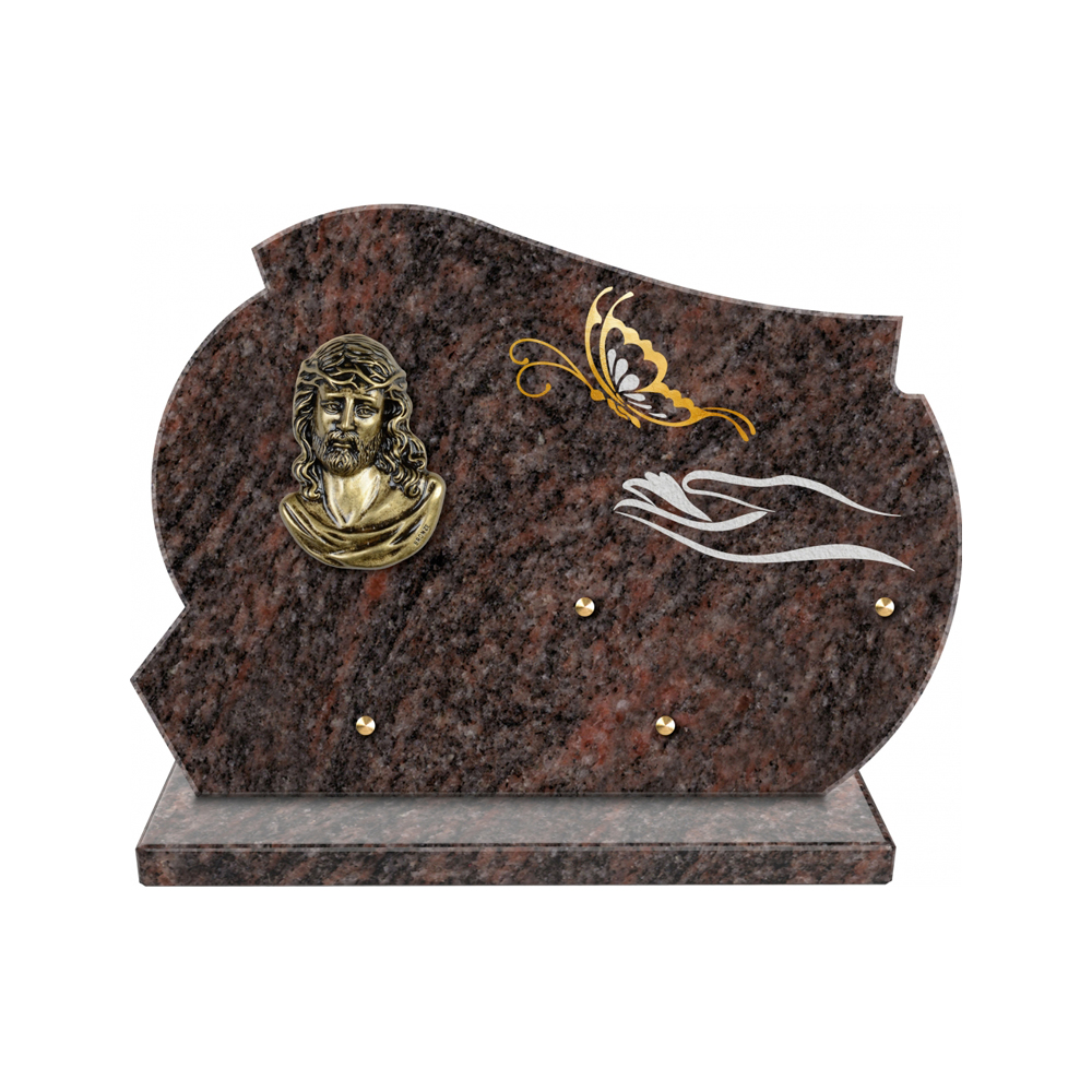Plaque funéraire Forme 2 Granit Sablée Or et Blanc - 35x25 – Plaques Funéraires Créations® – vue complémentaire