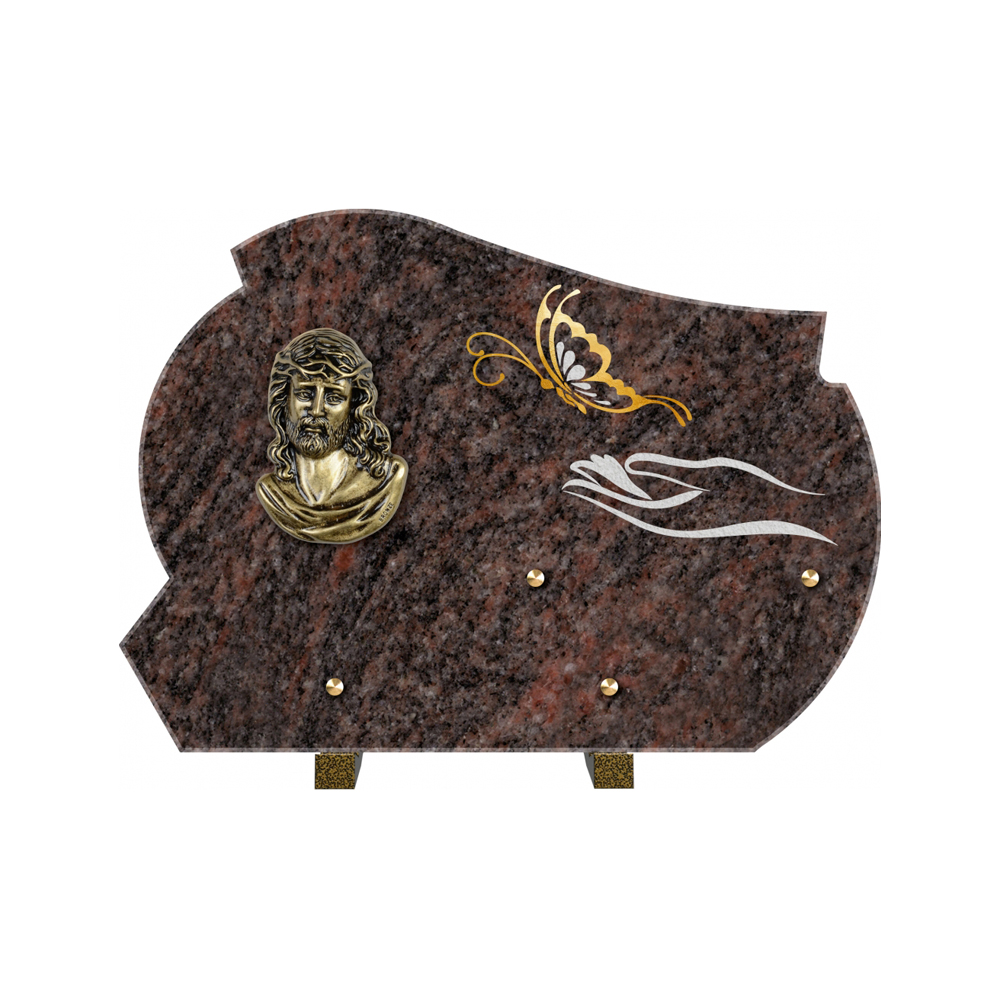 Plaque funéraire Forme 2 Granit Sablée Or et Blanc - 35x25 – Plaques Funéraires Créations® – vue complémentaire