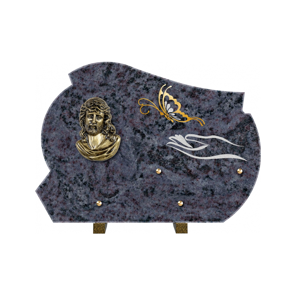 Plaque funéraire Forme 2 Granit Sablée Or et Blanc - 35x25 – Plaques Funéraires Créations® – vue complémentaire