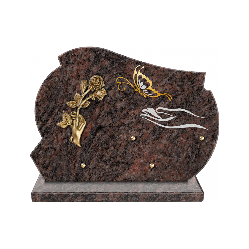Plaque funéraire Forme 2 Granit Sablée Or et Blanc - 35x25 – Plaques Funéraires Créations® – vue complémentaire