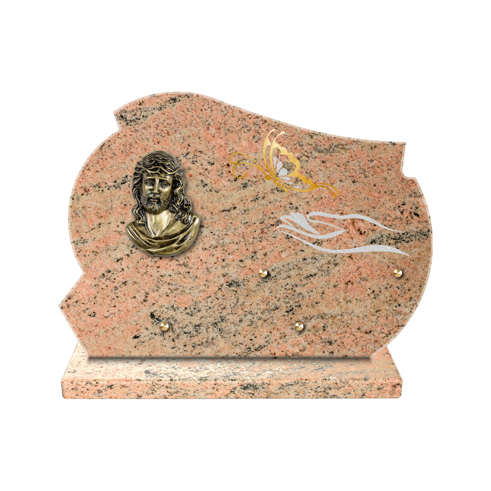 Plaque funéraire Forme 2 Granit Sablée Or et Blanc - 35x25 – Plaques Funéraires Créations® – vue complémentaire
