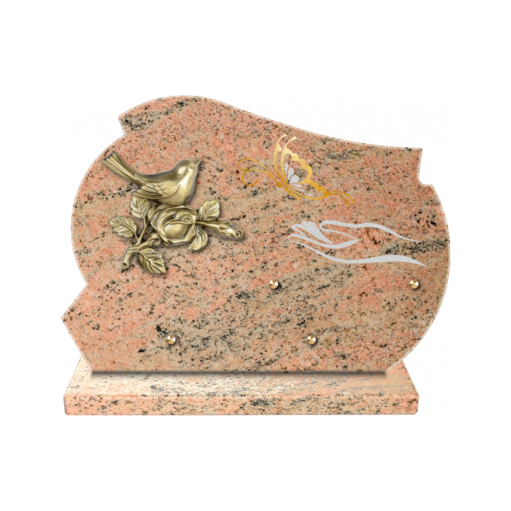 Plaque funéraire Forme 2 Granit Sablée Or et Blanc - 35x25 – Plaques Funéraires Créations® – vue complémentaire