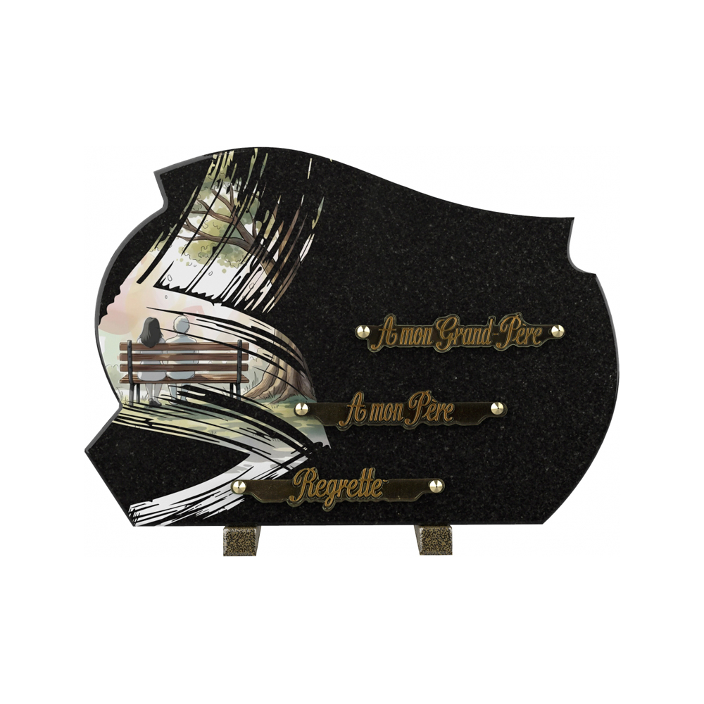 Plaque funéraire Traces - Décor Coquelicots – Plaques Funéraires Créations® – vue complémentaire