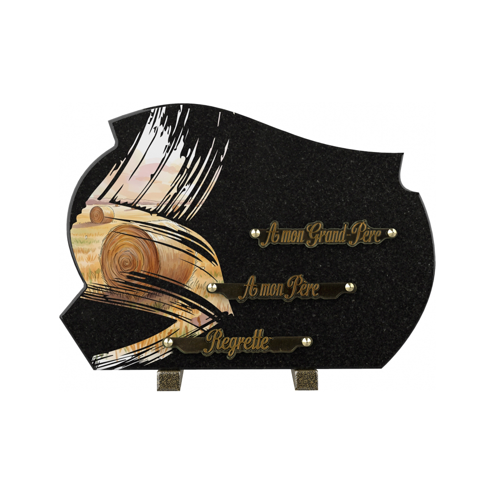 Plaque funéraire Traces - Décor Coquelicots – Plaques Funéraires Créations® – vue complémentaire