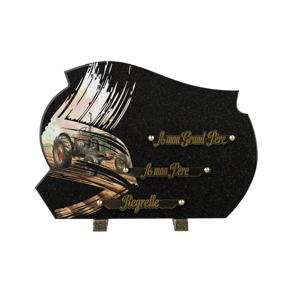 Plaque funéraire Traces - Décor Coquelicots – Plaques Funéraires Créations® – vue complémentaire