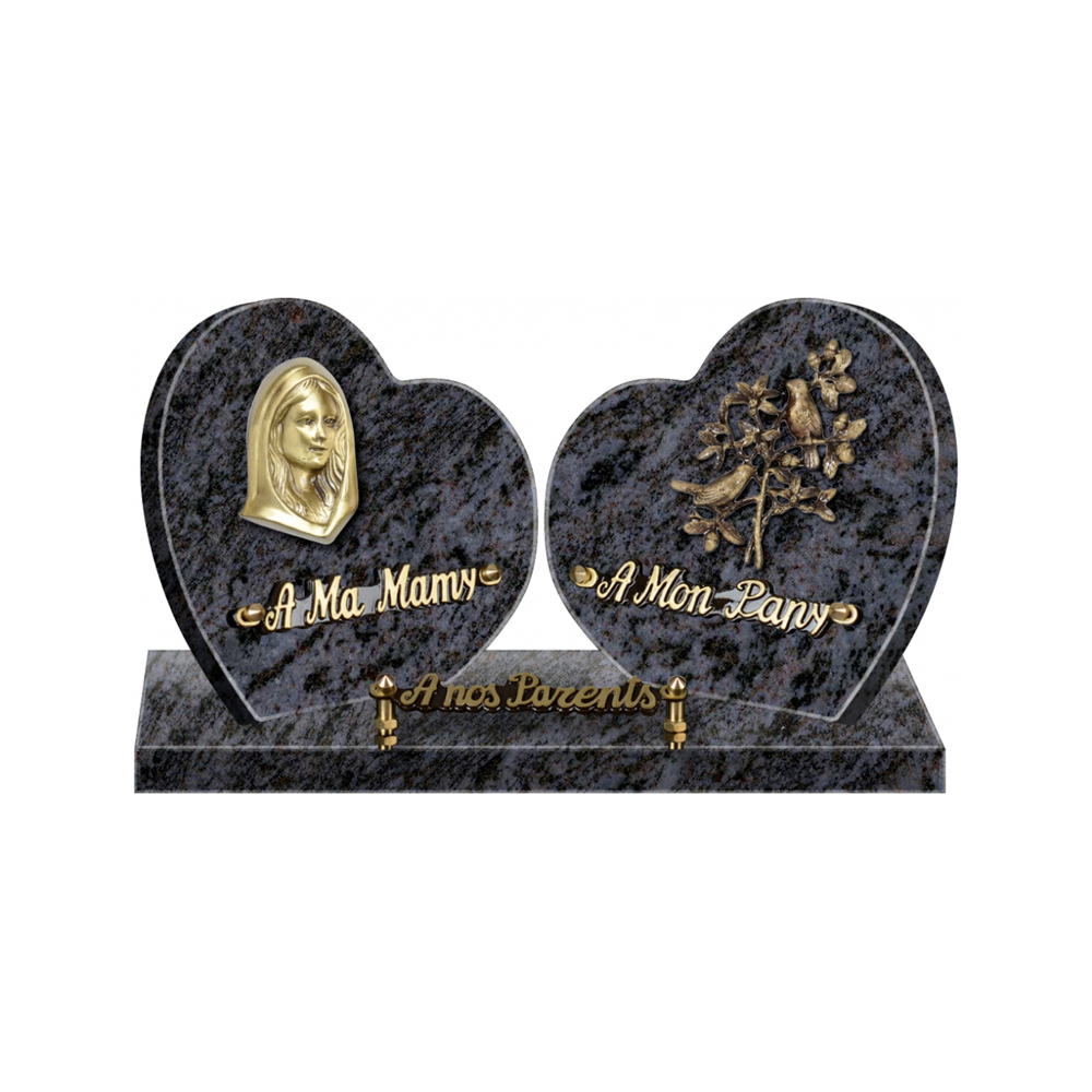 Plaque funéraire Double Coeurs – Plaques Funéraires Créations® – vue complémentaire