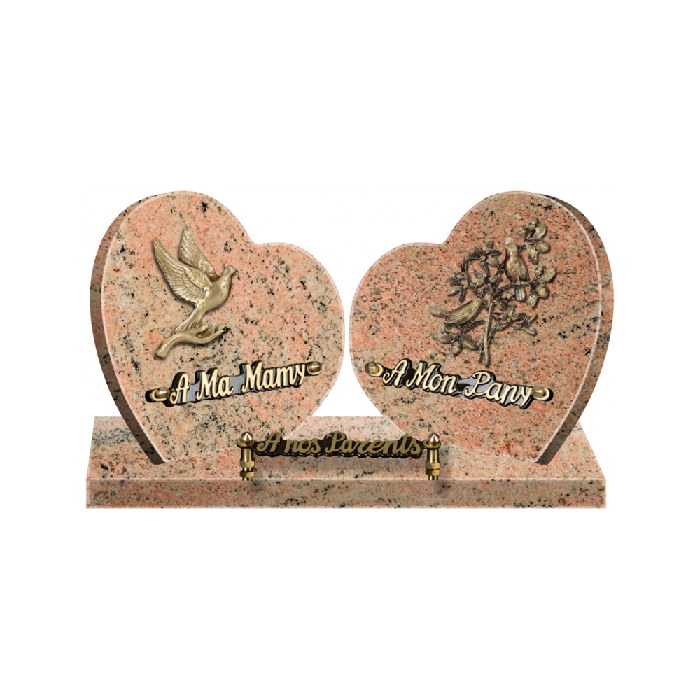 Plaque funéraire Double Coeurs – Plaques Funéraires Créations® – vue complémentaire