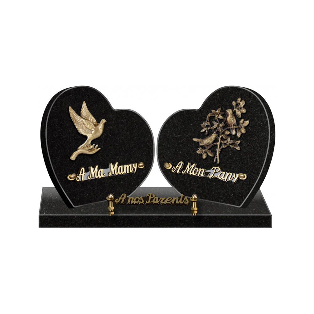 Plaque funéraire Double Coeurs – Plaques Funéraires Créations® – vue complémentaire