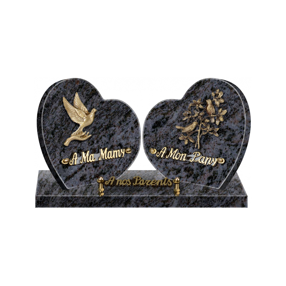 Plaque funéraire Double Coeurs – Plaques Funéraires Créations®