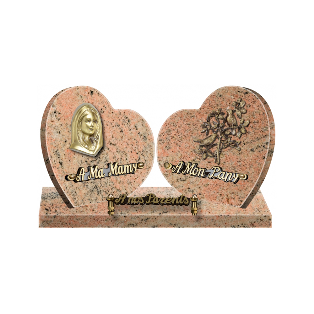 Plaque funéraire Double Coeurs – Plaques Funéraires Créations® – vue complémentaire