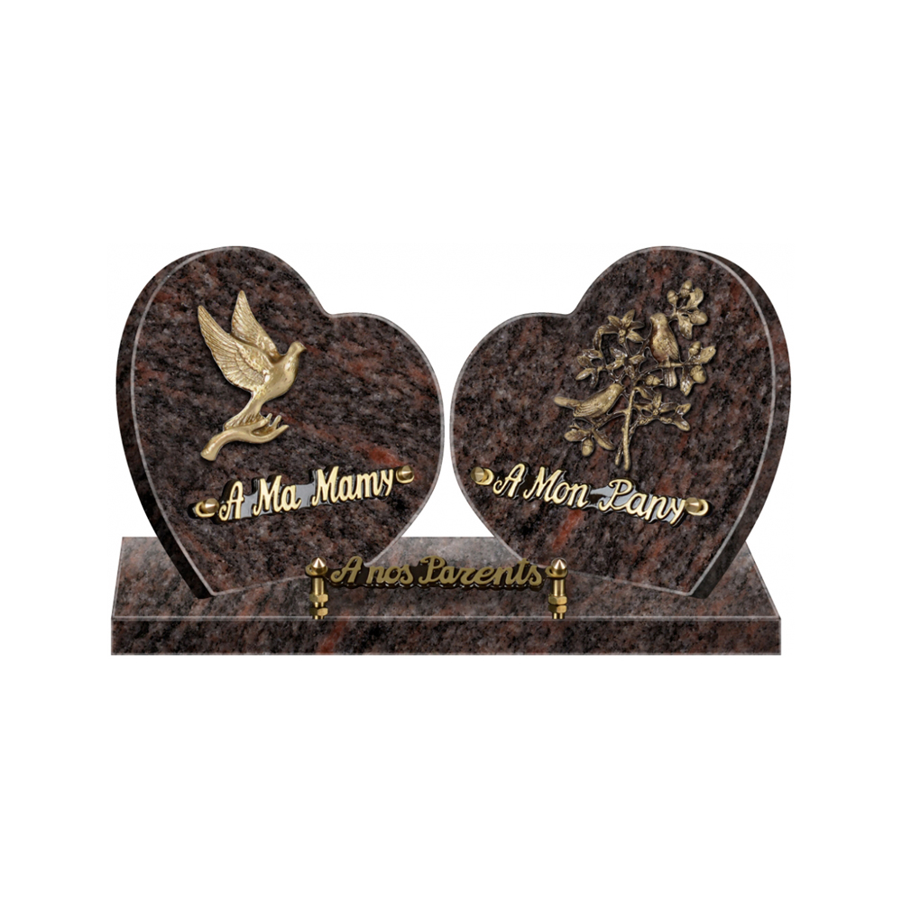 Plaque funéraire Double Coeurs – Plaques Funéraires Créations® – vue complémentaire