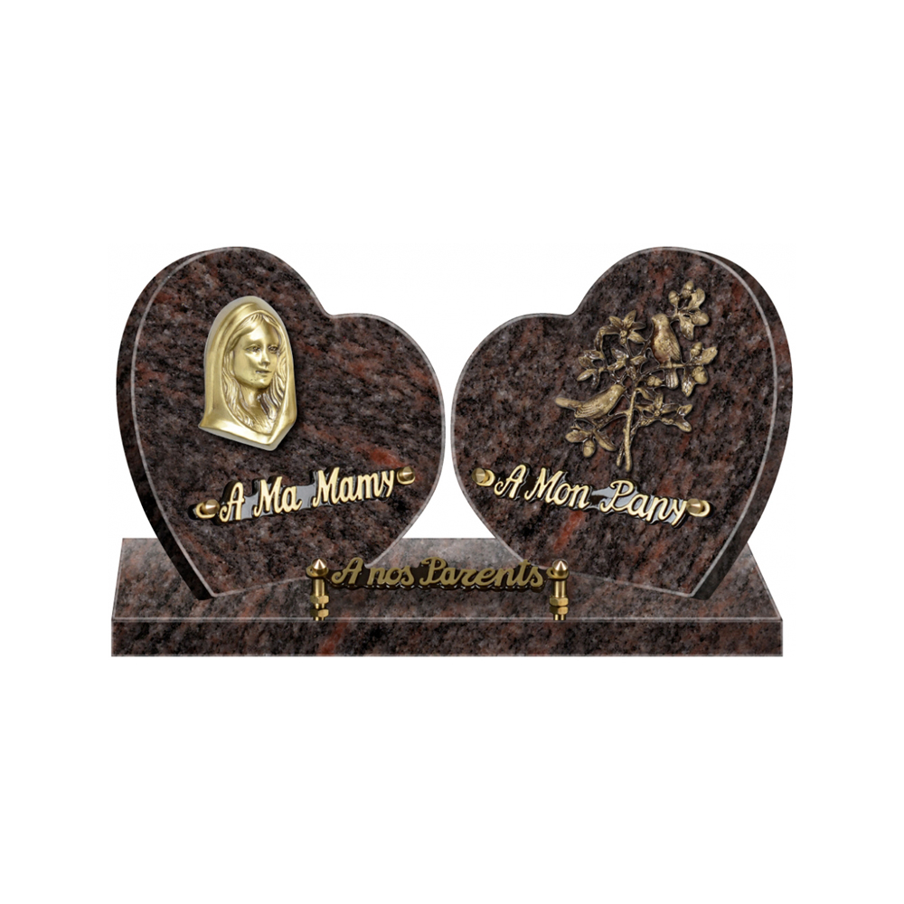 Plaque funéraire Double Coeurs – Plaques Funéraires Créations® – vue complémentaire