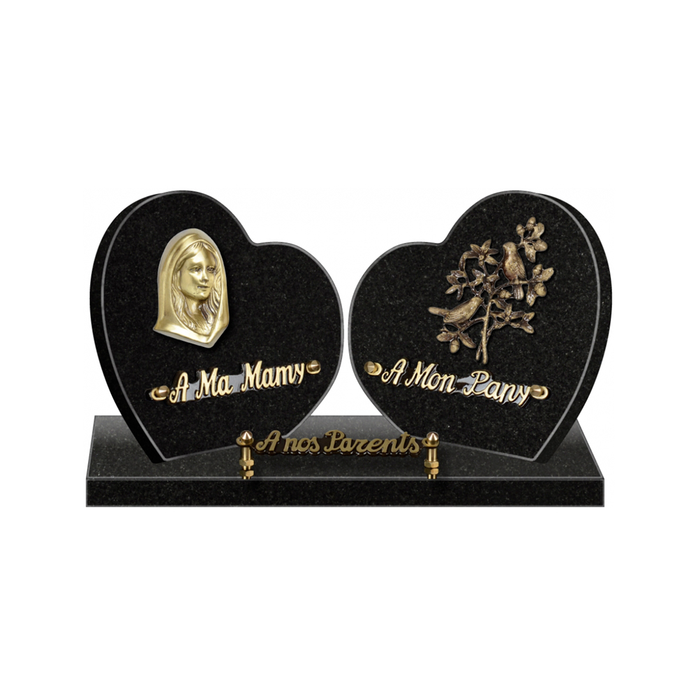 Plaque funéraire Double Coeurs – Plaques Funéraires Créations® – vue complémentaire