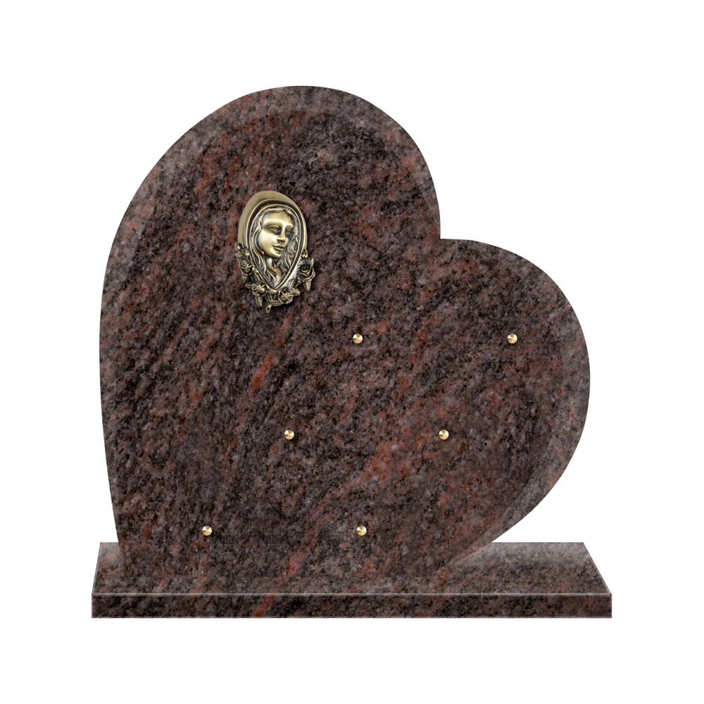 Plaque funéraire Coeur Granit - 40x40 – Plaques Funéraires Créations® – vue complémentaire