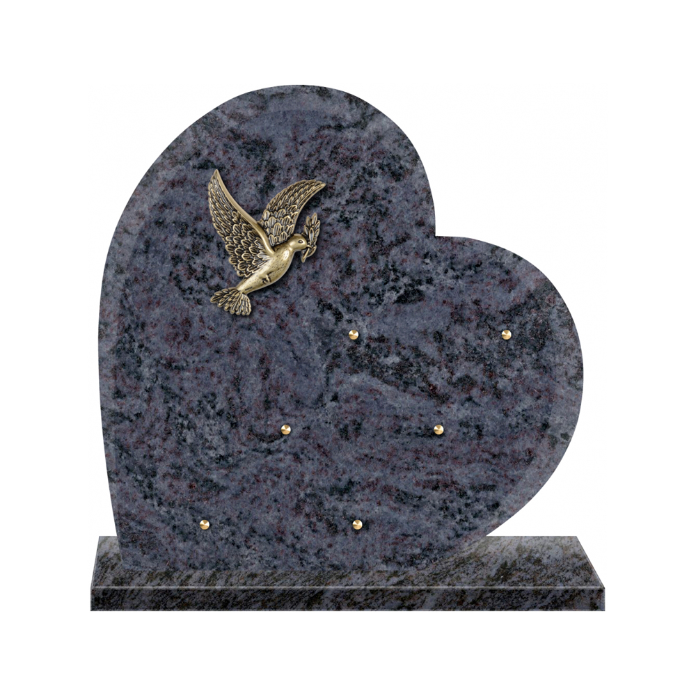 Plaque funéraire Coeur Granit - 40x40 – Plaques Funéraires Créations® – vue complémentaire