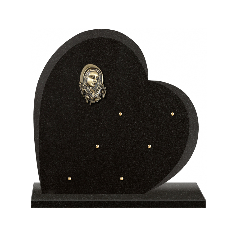 Plaque funéraire Coeur Granit - 40x40 – Plaques Funéraires Créations® – vue complémentaire