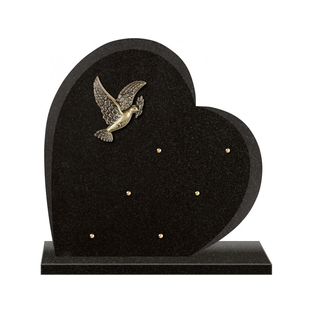 Plaque funéraire Coeur Granit - 40x40 – Plaques Funéraires Créations® – vue complémentaire