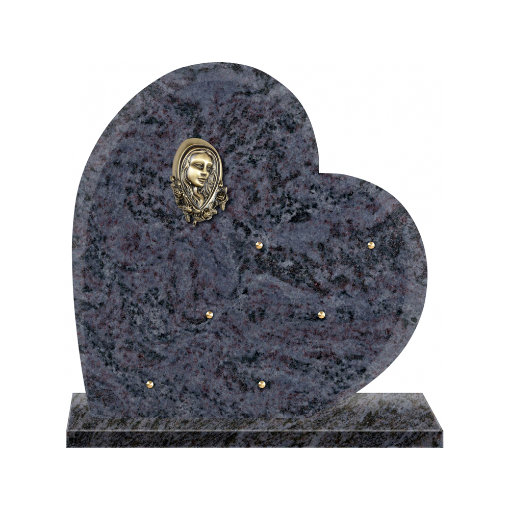 Plaque funéraire Coeur Granit - 40x40 – Plaques Funéraires Créations® – vue complémentaire